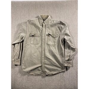 American Outpost Mens Khaki Button Down Long Sleeve Shirt Size M Cotton